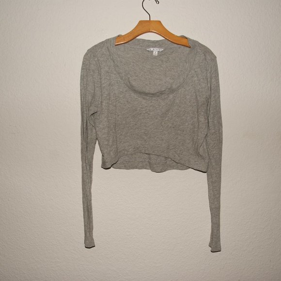CABI #539 Gray Mélange Crop Shrunken Sweatshirt M - Picture 4 of 8